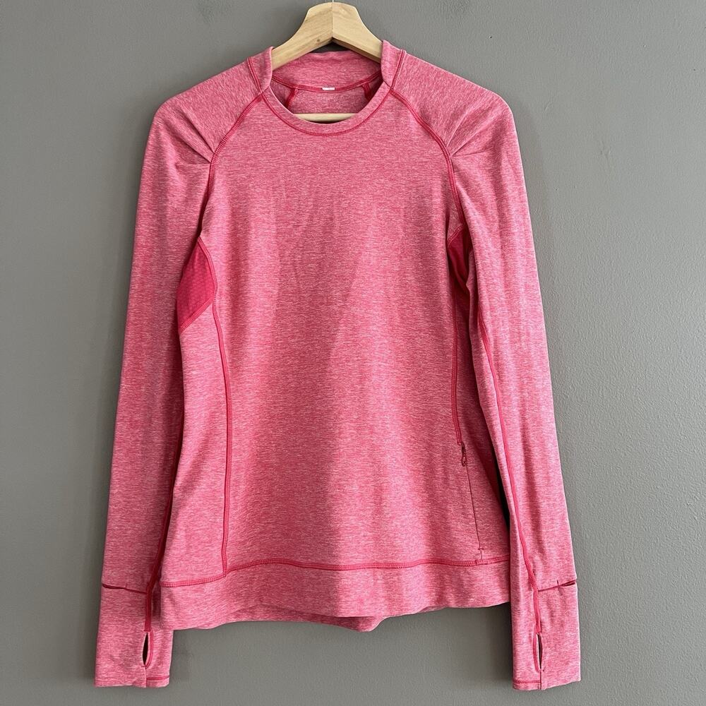 Lululemon Think Fast Shirt Women's 8 Pink Heathered Activewear Casual Travel